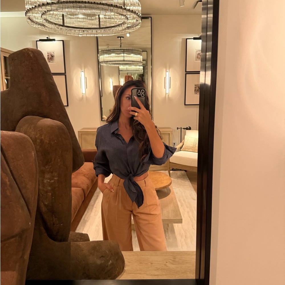 Abercrombie & Fitch Tan Boot Cut Flare Pants A&F Sloane Tailored Wide Leg Pant😍